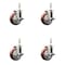Service Caster 4 Inch 316SS Maroon Polyurethane Swivel 1/2 Inch Threaded Stem Caster Set Brake SS316TS20S414-PPUB-MRN-TLB-121315-4 - alternate 1